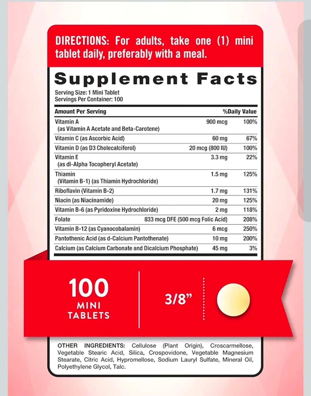 Nature's Truth One Daily Multivitamin 100 Mini Tablets - Thumbnail 2