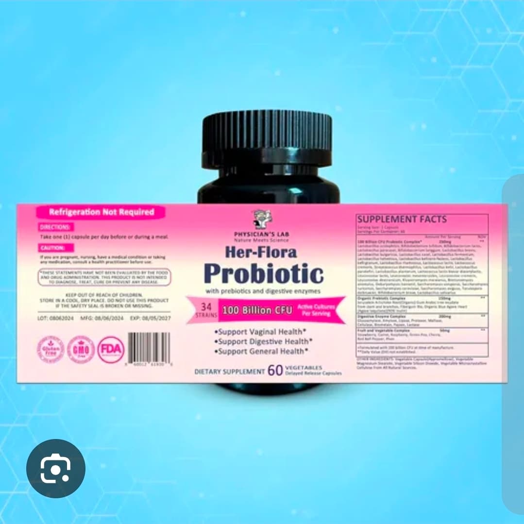 Physician's Lab Her-Flora Probiotic 100 Billion CFU 60 Capsules - Thumbnail 2