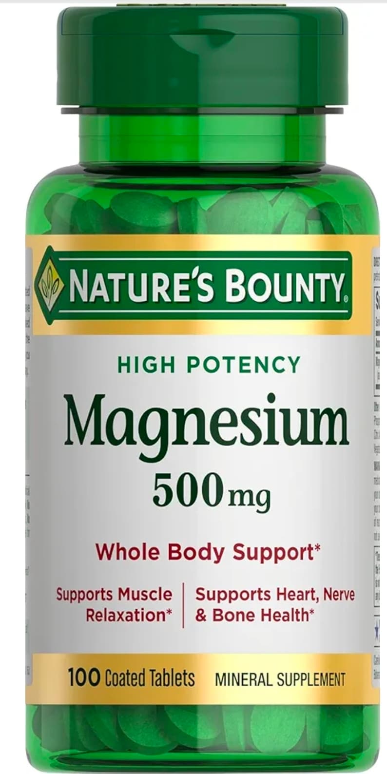 Nature's Bounty Magnesium 500mg 100 Tablets - Image 1
