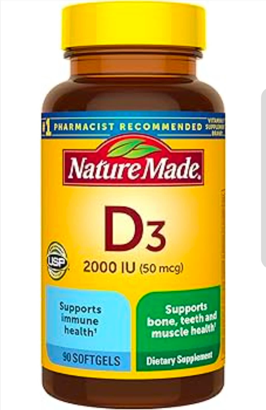 Nature Made Vitamin D3 2000 IU 90 Softgels - Image 1