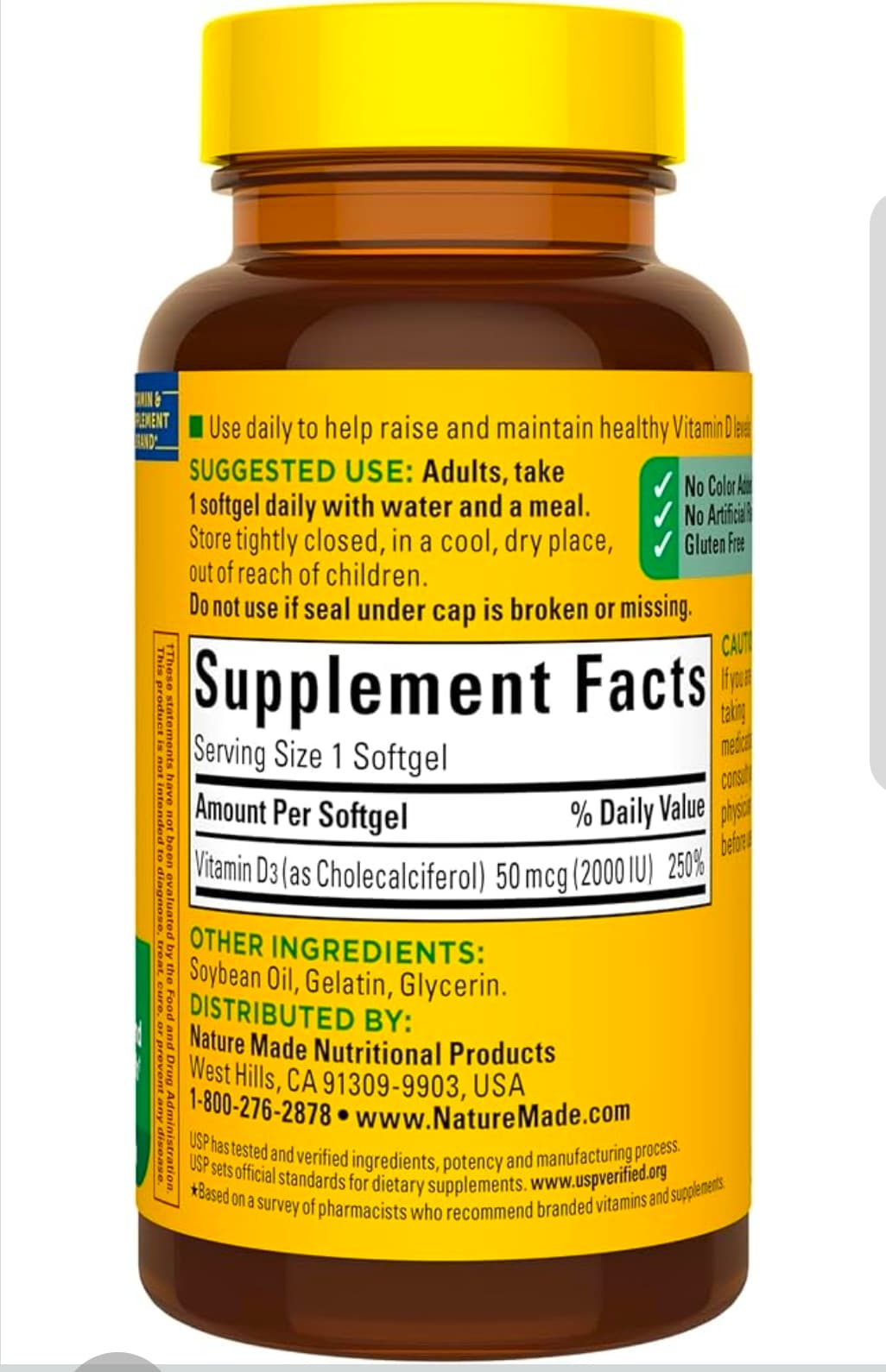 Nature Made Vitamin D3 2000 IU 90 Softgels - Thumbnail 7