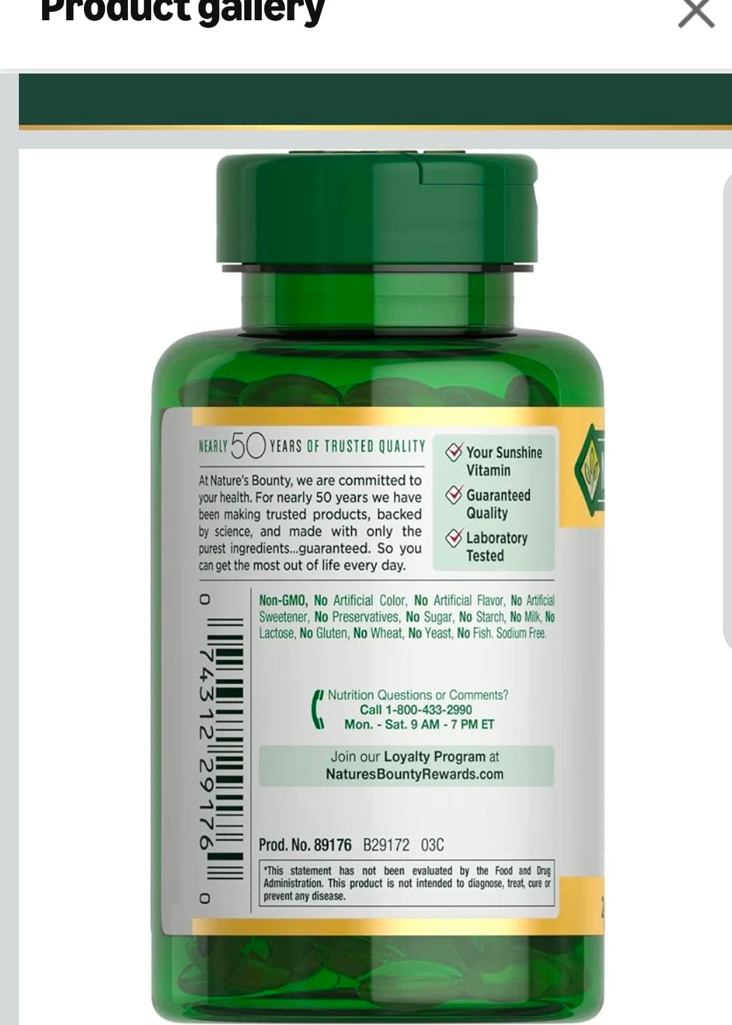 Nature's Bounty Vitamin D3 5000 IU Softgels 240 Count - Thumbnail 7