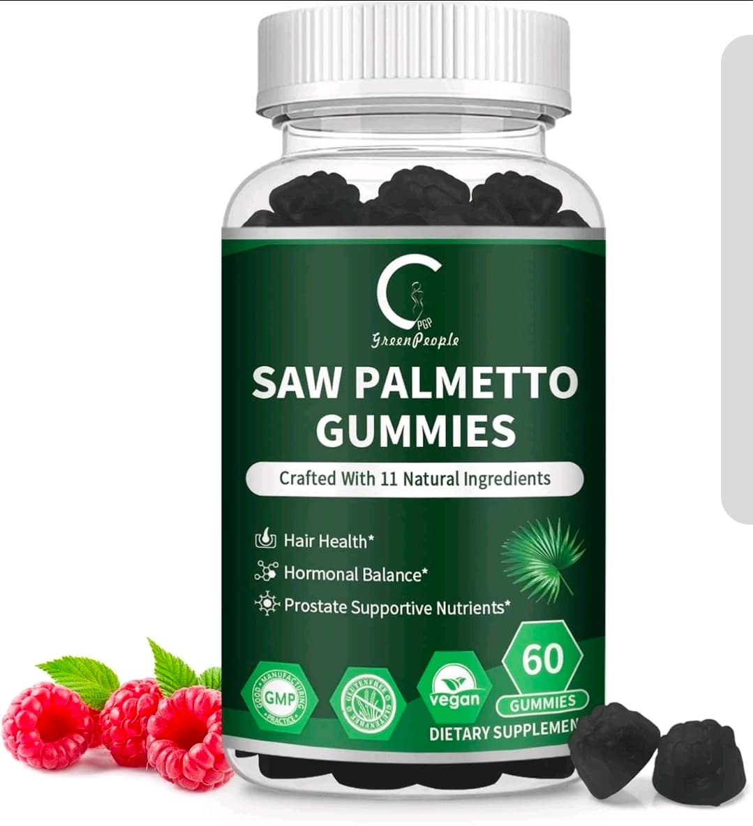 GreenPeople Saw Palmetto Gummies 60 Count Vegan Supplement - Image 1