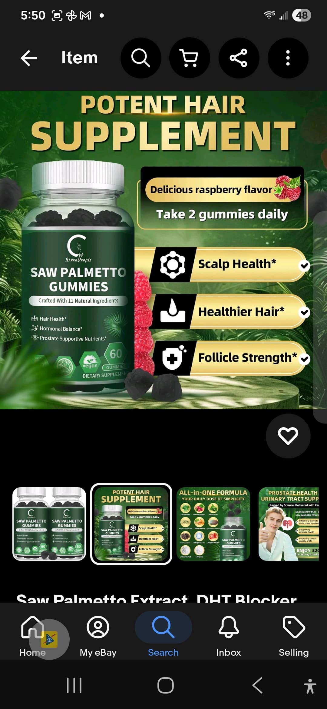GreenPeople Saw Palmetto Gummies 60 Count Vegan Supplement - Thumbnail 3