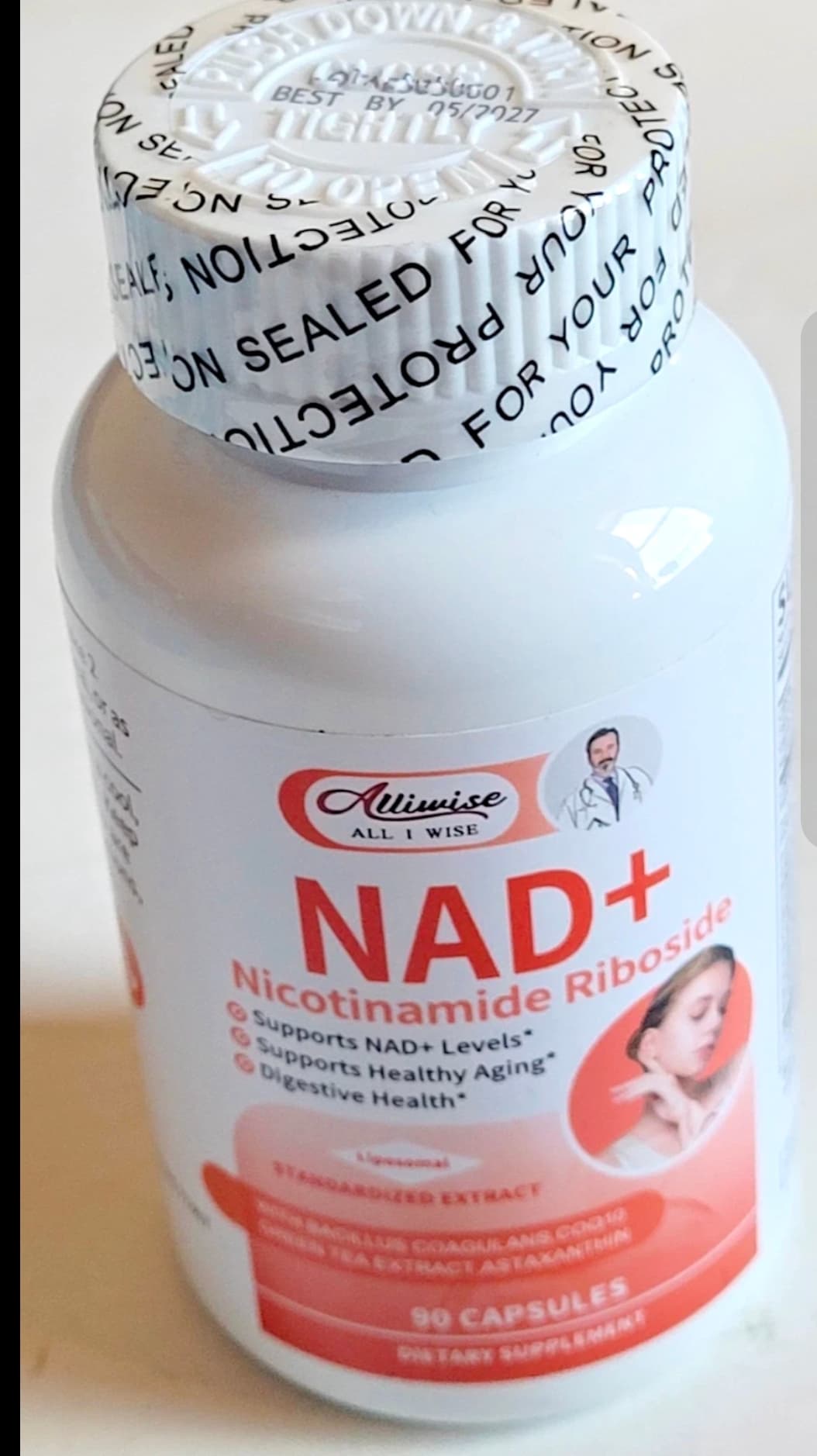 Alliwise NAD+ Nicotinamide Riboside Supplement 90 Capsules - Image 1