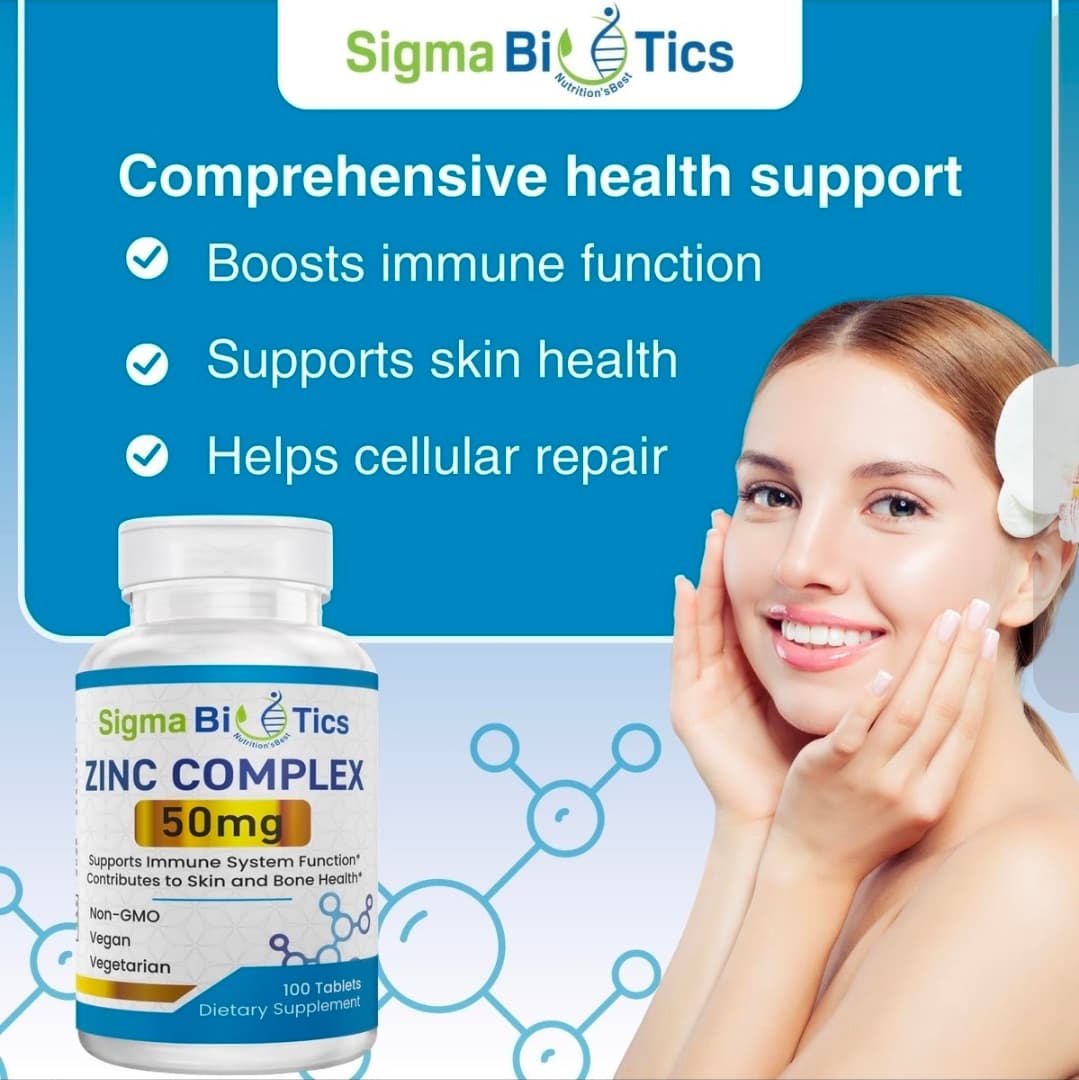 Sigma Biotics Zinc Complex 50mg 100 Tablets Non-GMO Vegan - Thumbnail 4