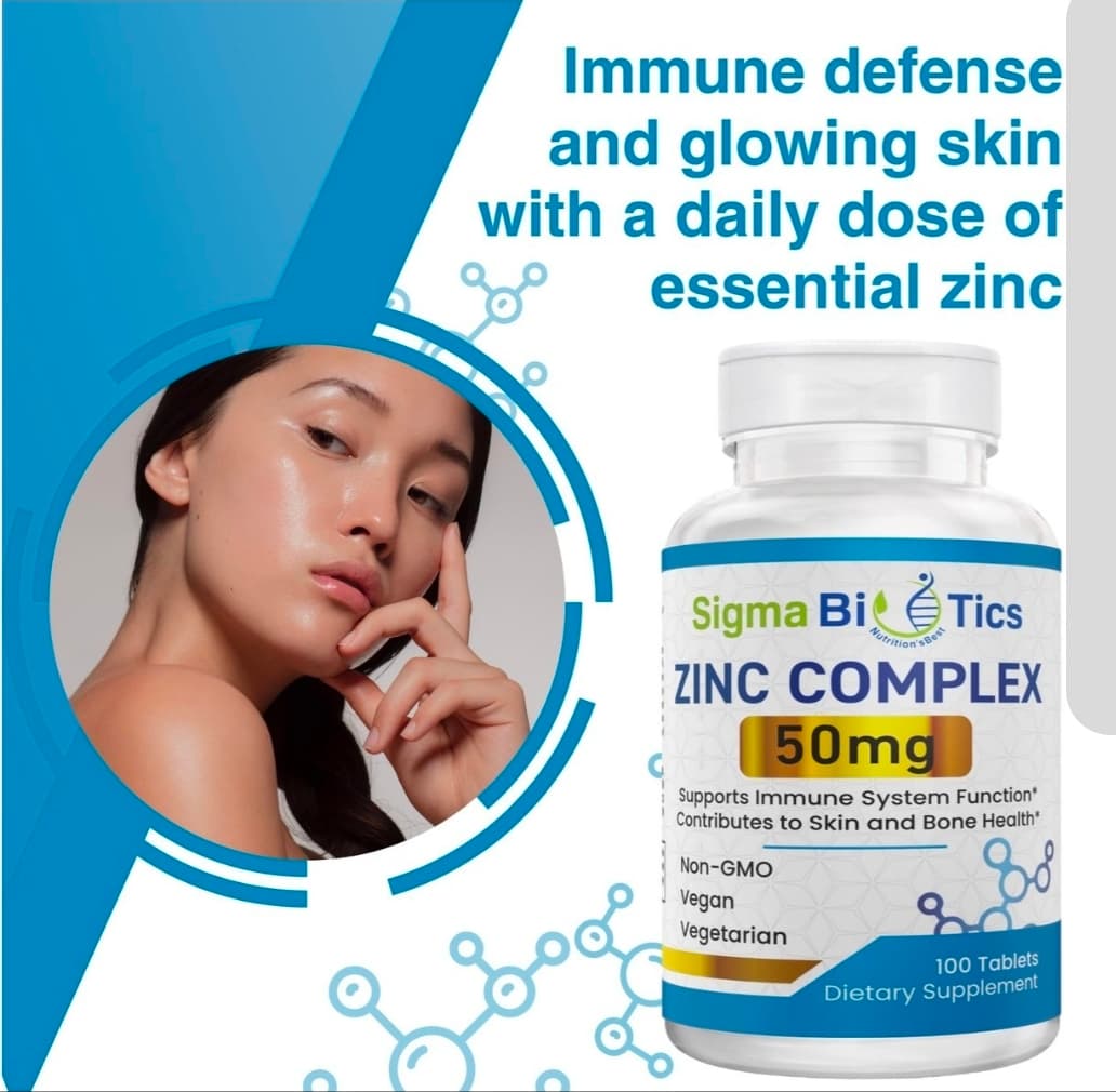Sigma Biotics Zinc Complex 50mg 100 Tablets Non-GMO Vegan - Thumbnail 5