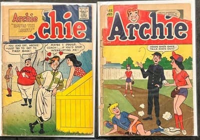 Archie Comic Lot No 96 No 141 Vintage 10c Two Issues Collectible Covers Wear - Image 1