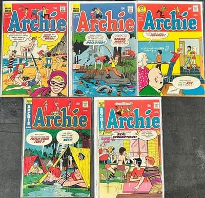 Archie Comic Lot 5 Issues 203 212 231 239 245 Vintage VG Cover Wear Classic - Image 1
