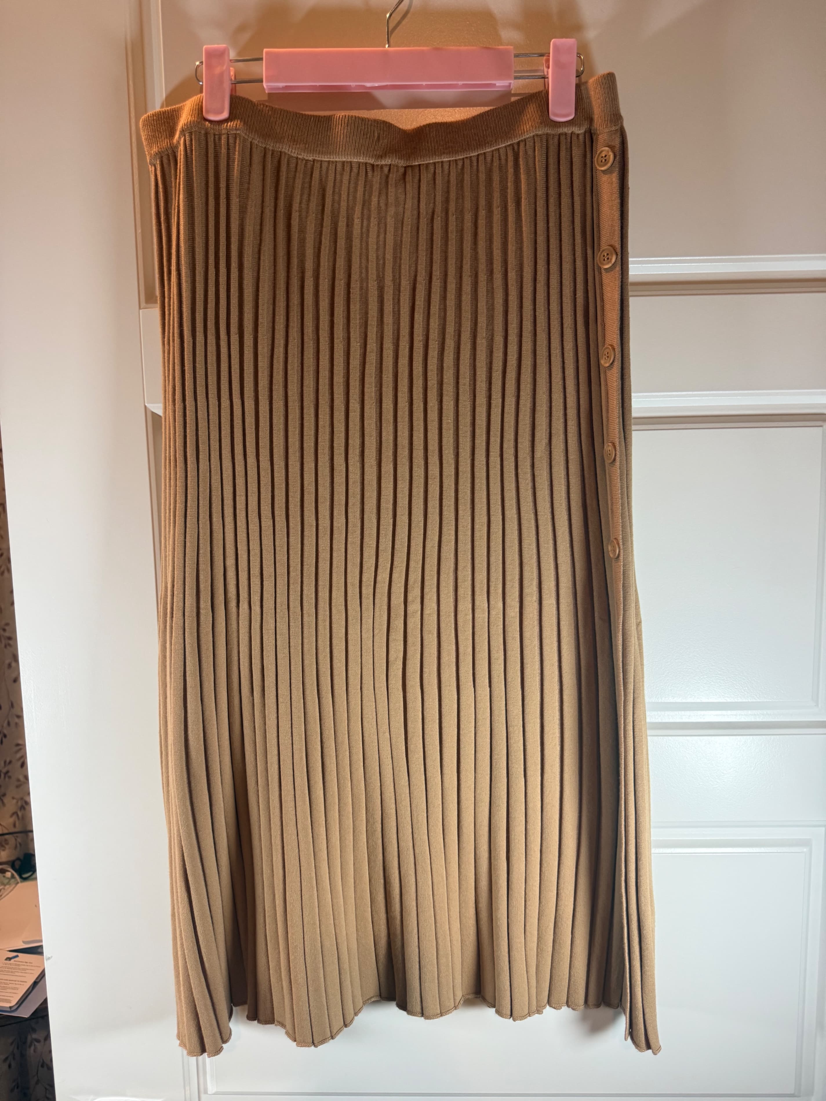 Adrianna Papell Pleated Midi Skirt with Button Detail Size M - Image 1