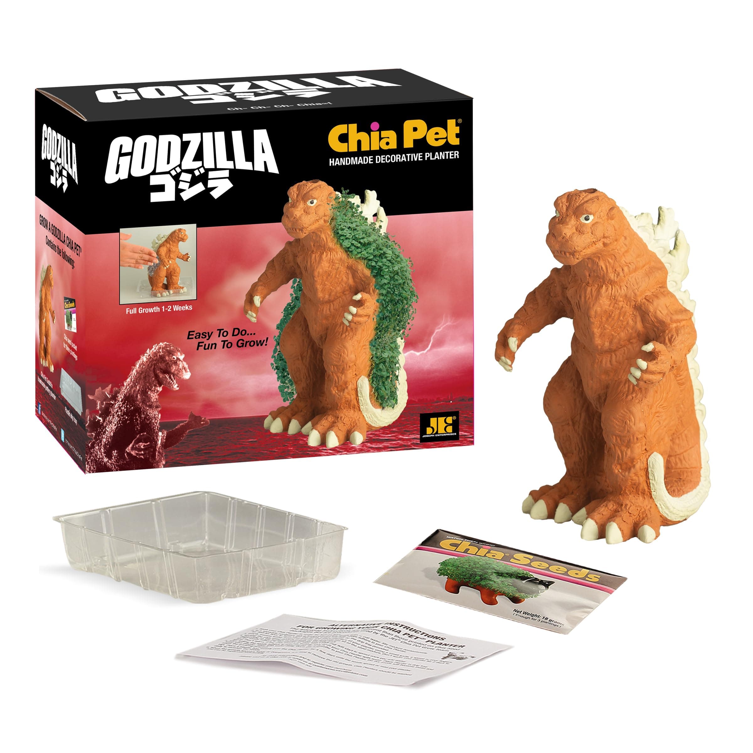 Chia Pet Godzilla with Seed Pack, Decorative Pottery Planter, Easy to Do and Fun - Thumbnail 2