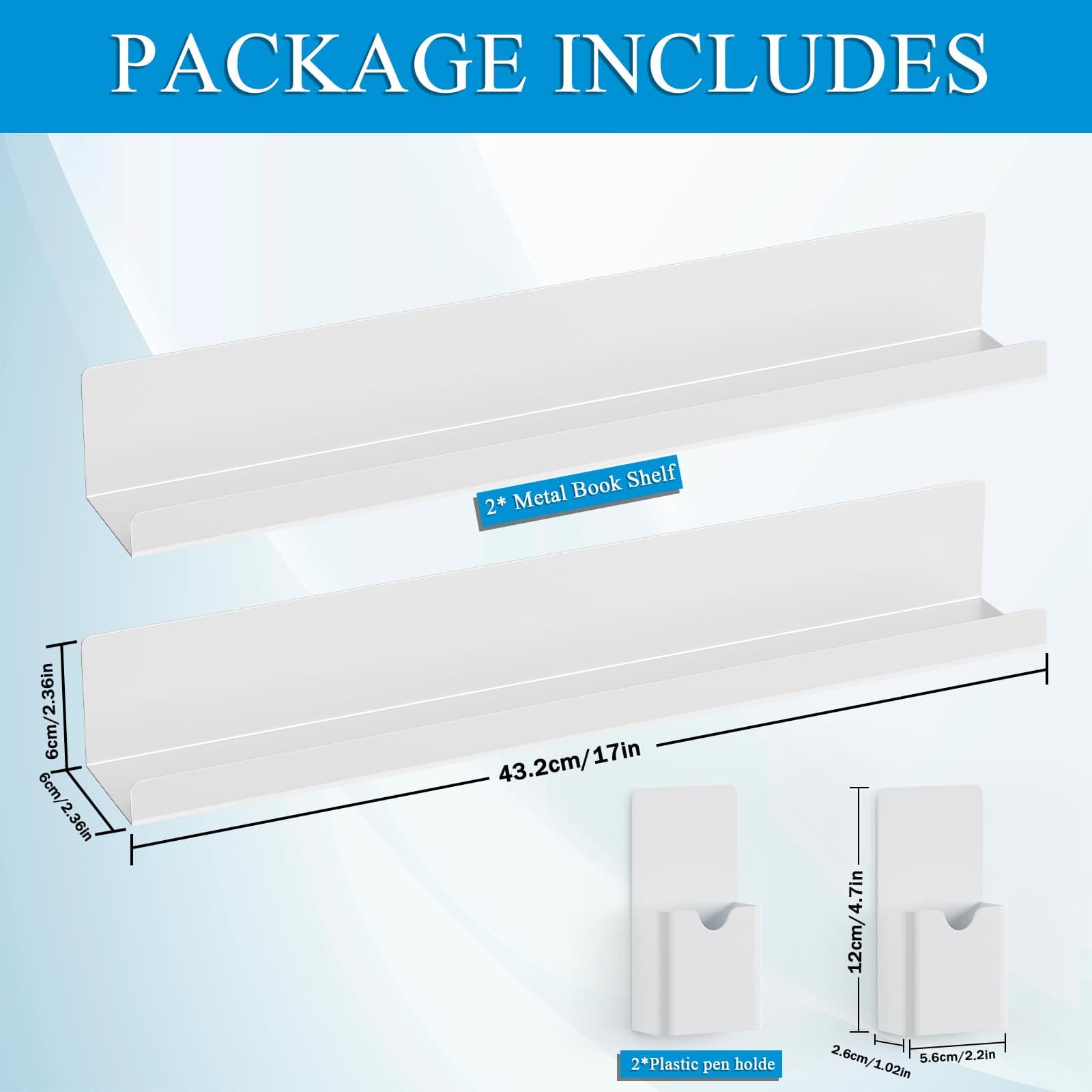 DTUQYX Metal Magnetic Book Shelf: Book Display Shelf 2-Pack Strong Adsorption wi - Thumbnail 3