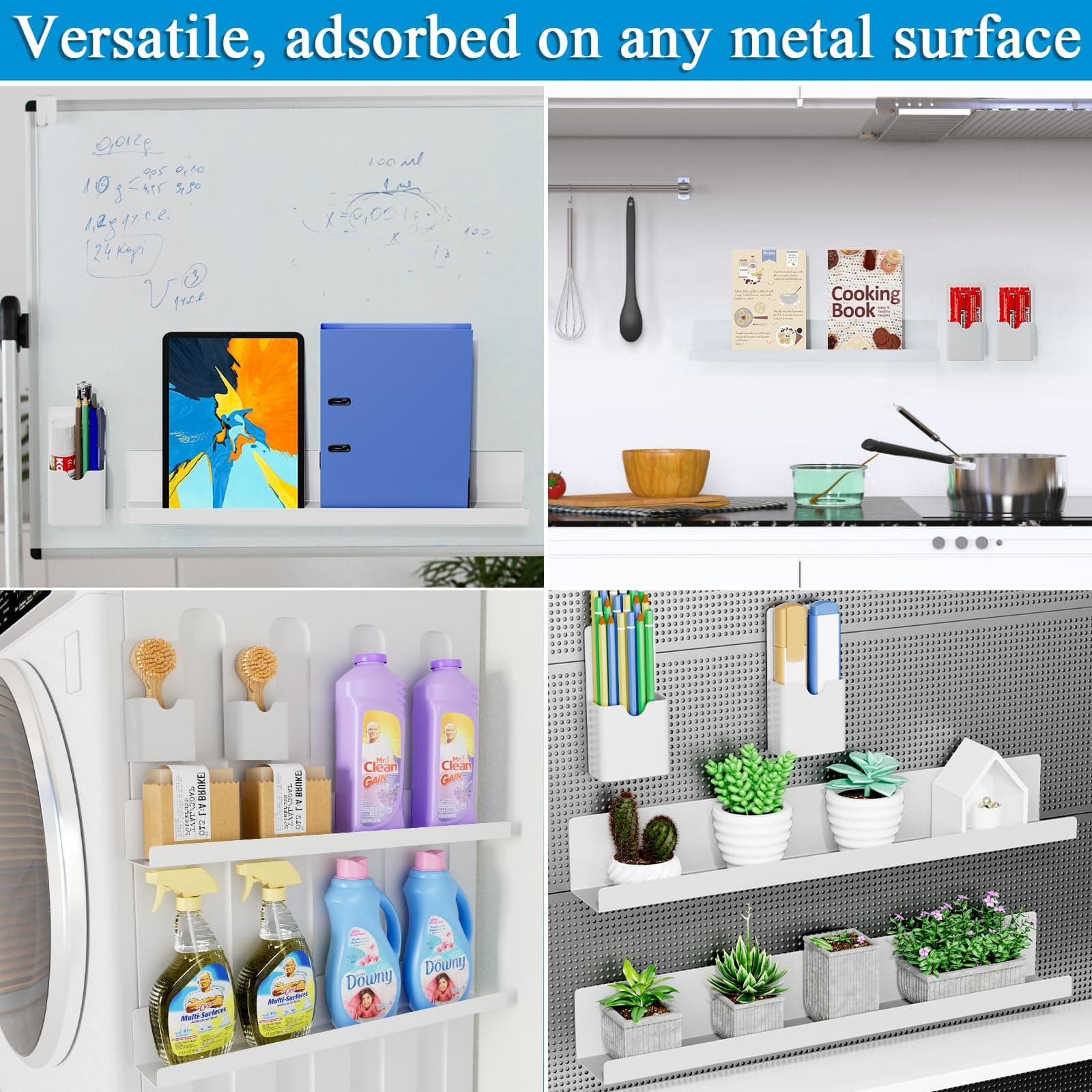 DTUQYX Metal Magnetic Book Shelf: Book Display Shelf 2-Pack Strong Adsorption wi - Thumbnail 7