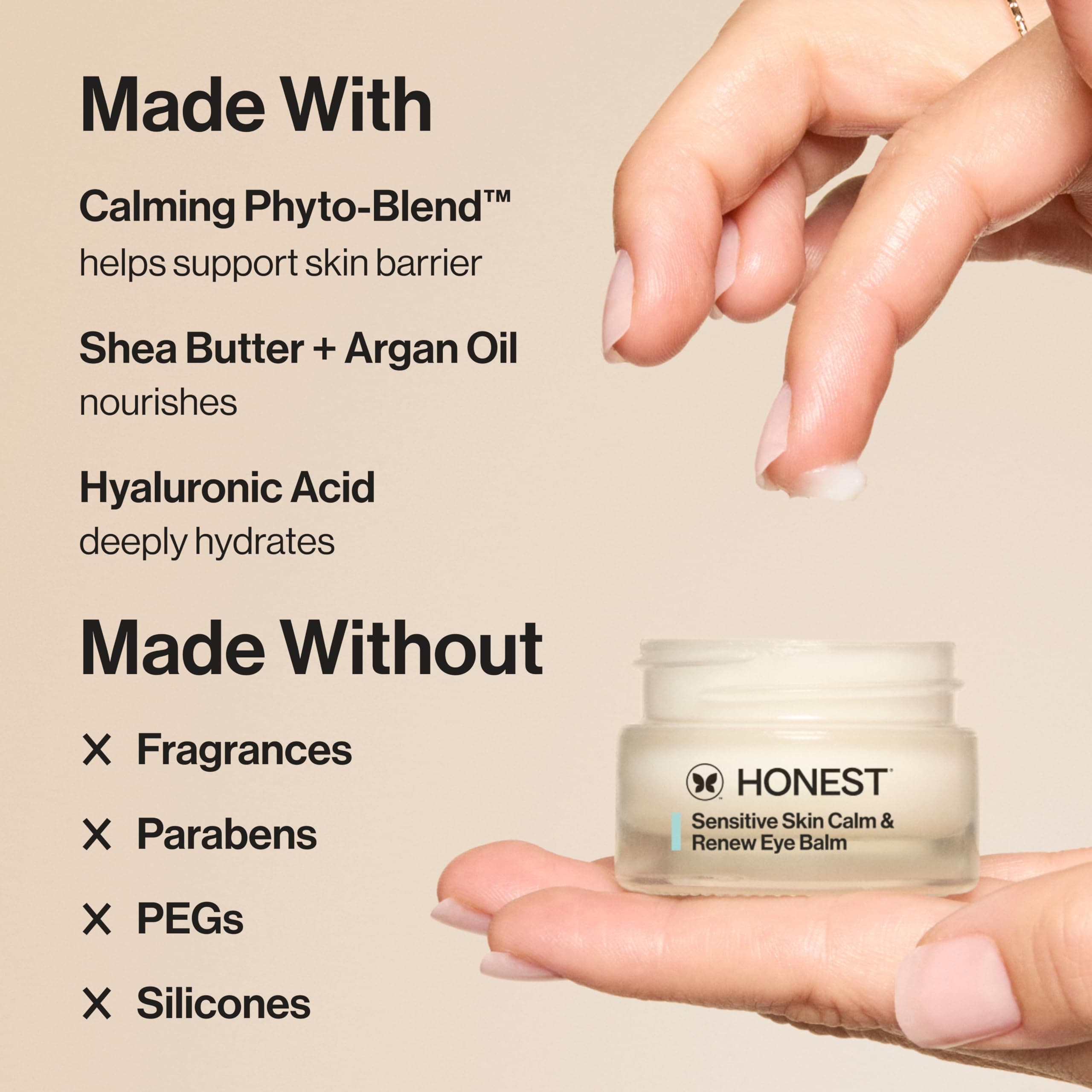 Honest Beauty Sensitive Skin Calm + Renew Eye Balm | Moisturizing + Firming | Hy - Thumbnail 3