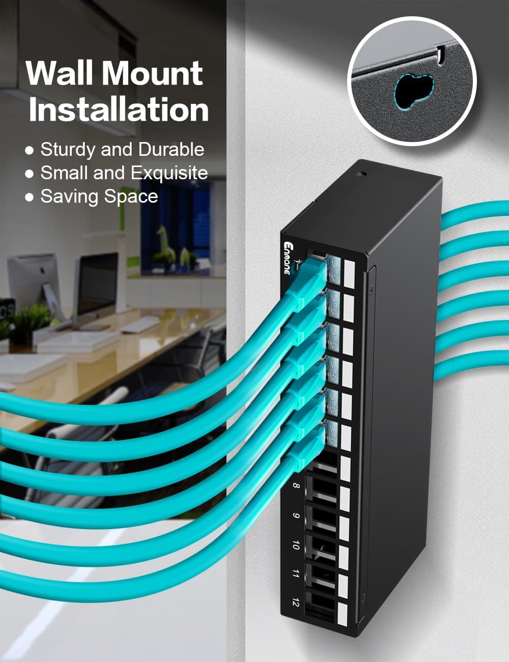 Enmane Patch Panel 12 Port Blank Keystone Patch Panel STP&UTP Compatible with LC - Thumbnail 7