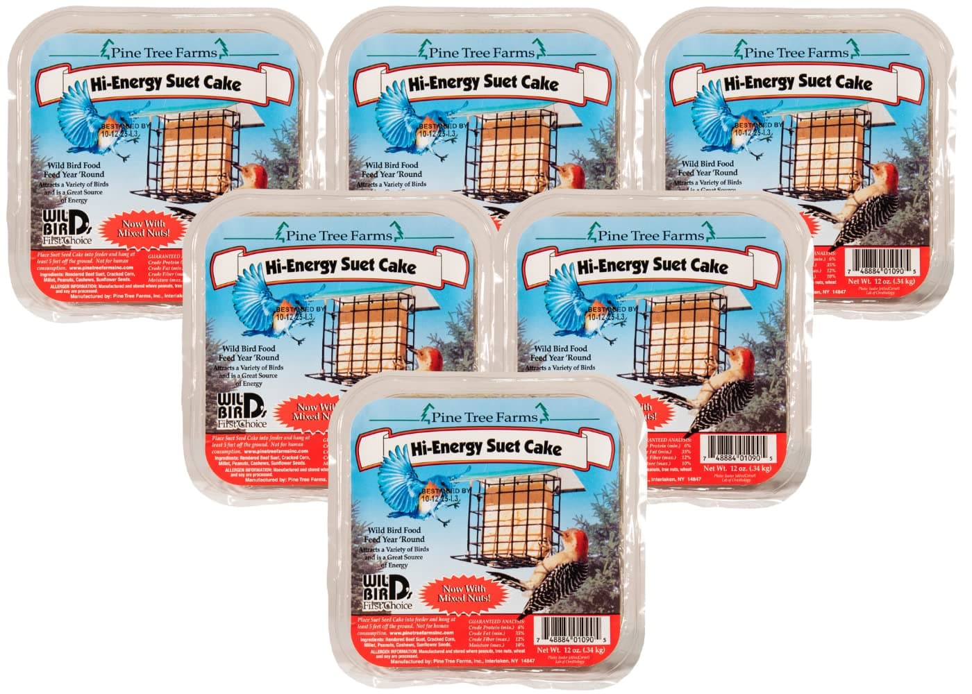 Pine Tree Farms Hi-Energy Suet Cake Wild Bird Food 12 oz. (6-Pack)6 - Thumbnail 2