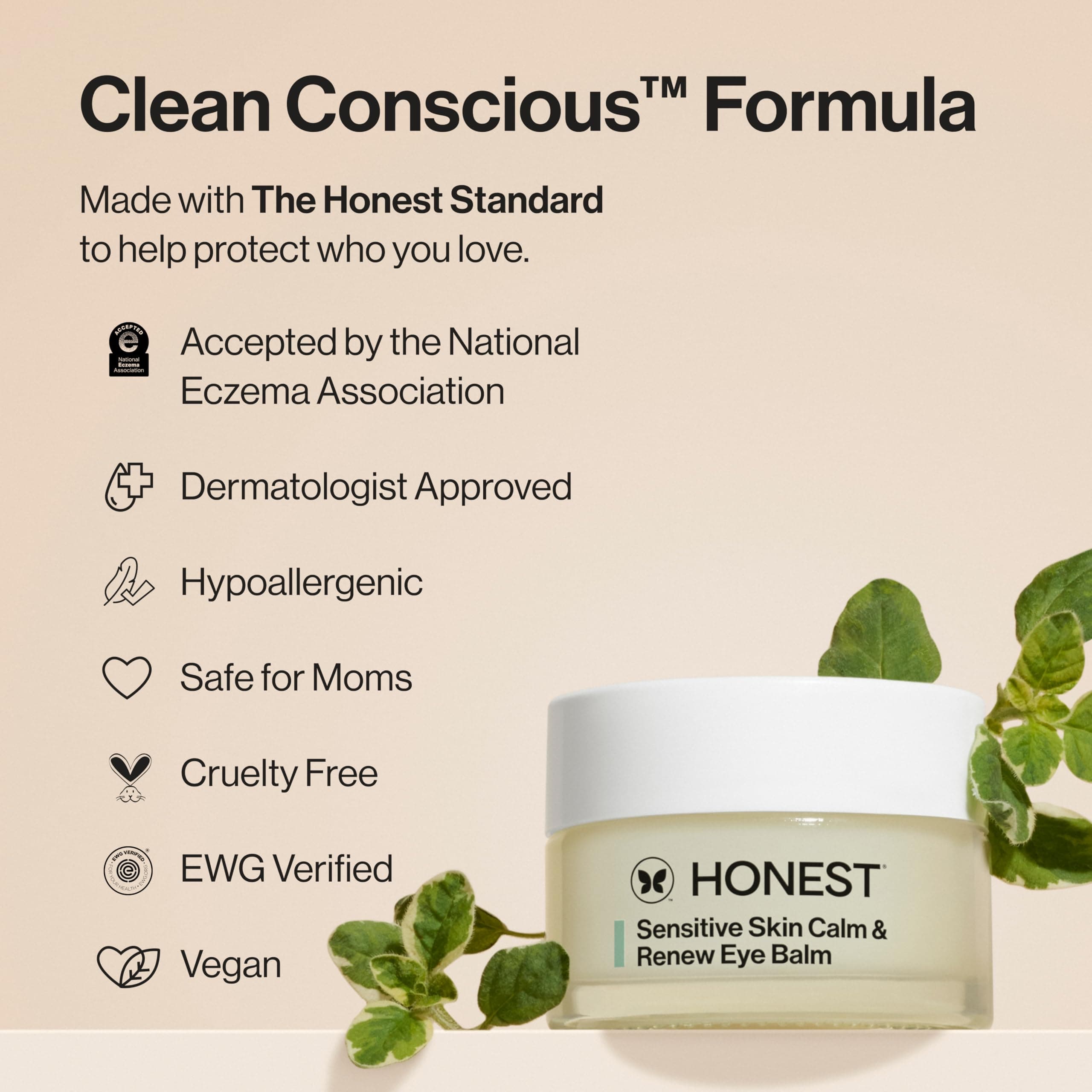 Honest Beauty Sensitive Skin Calm + Renew Eye Balm | Moisturizing + Firming | Hy - Thumbnail 5