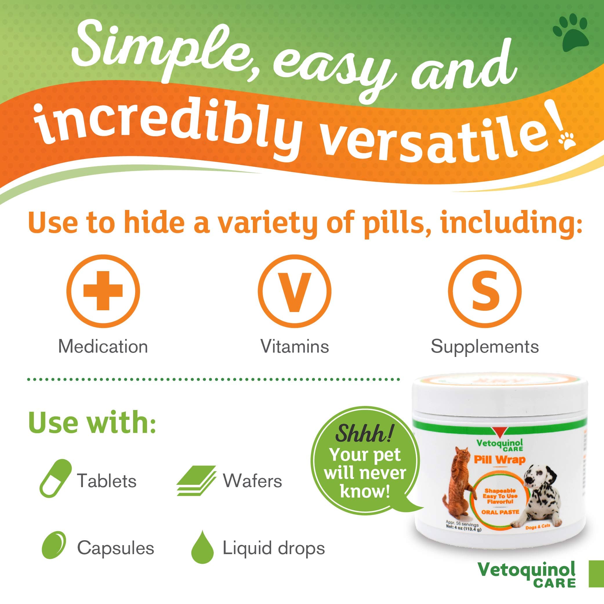 Vetoquinol Pill Wrap Treats for Dogs & Cats – 4oz, 56 servings – Hides Any Size, - Thumbnail 2