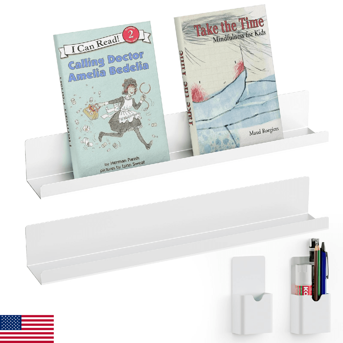 DTUQYX Metal Magnetic Book Shelf: Book Display Shelf 2-Pack Strong Adsorption wi - Image 1