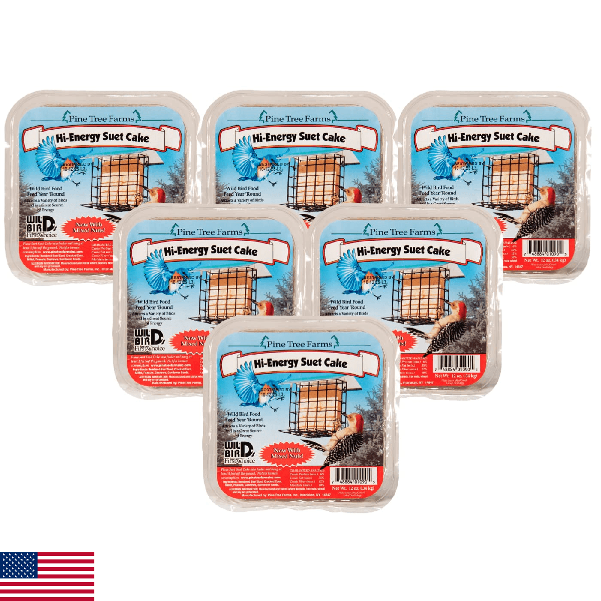 Pine Tree Farms Hi-Energy Suet Cake Wild Bird Food 12 oz. (6-Pack)6 - Image 1