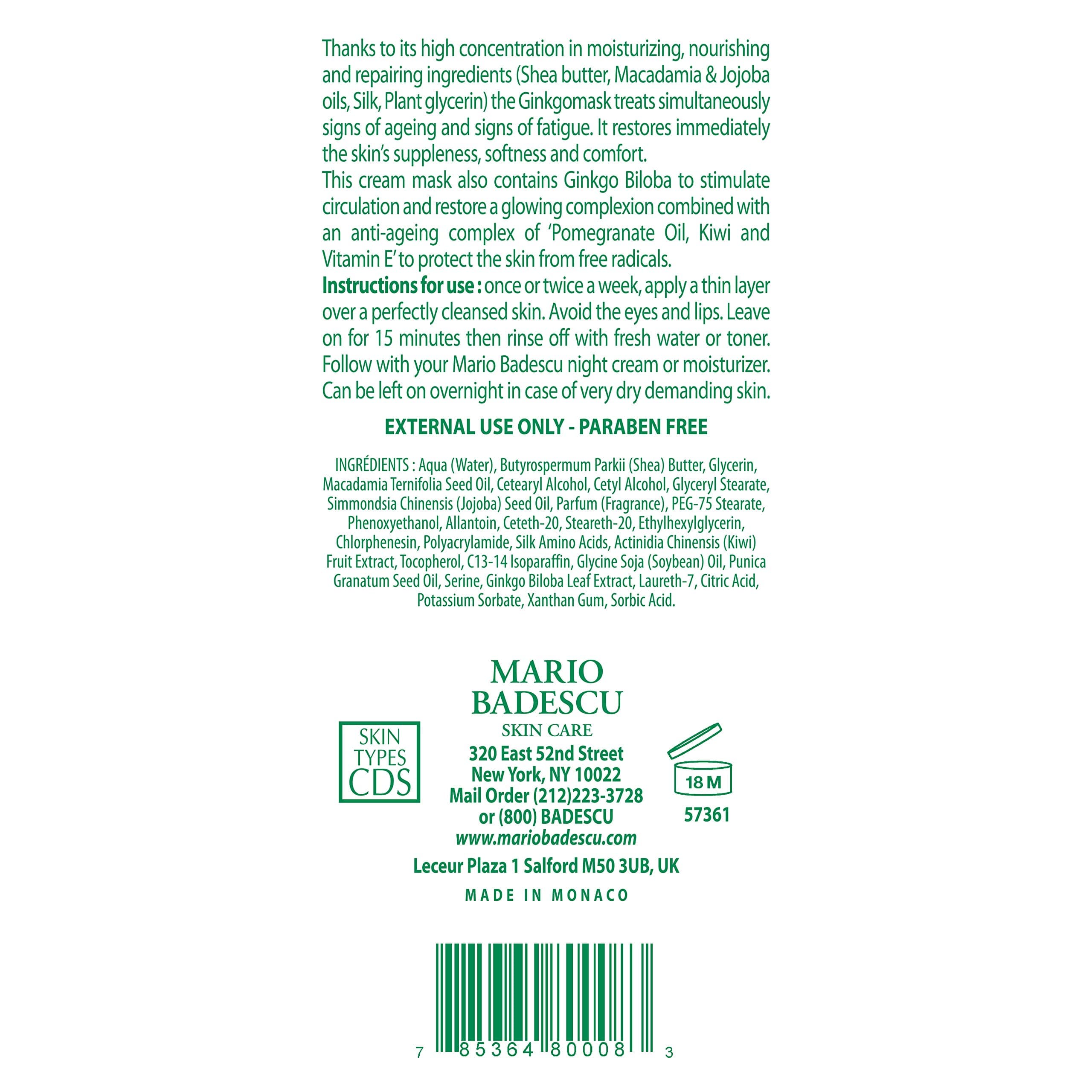 Mario Badescu Ginkgo Mask, Hydrating Skin Care Face Mask for Men and Women with - Thumbnail 2