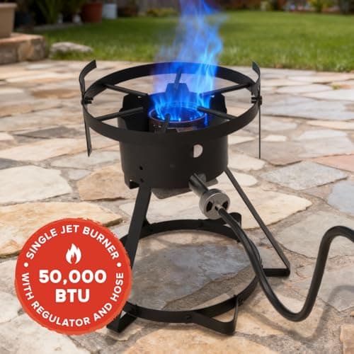 Megamaster 10.5QT Aluminum Fish Fryer Pot Kit, Outdoor 50,000 BTU Propane Deep F - Thumbnail 3