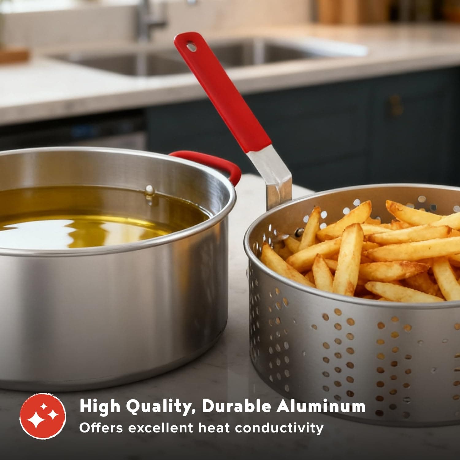 Megamaster 10.5QT Aluminum Fish Fryer Pot Kit, Outdoor 50,000 BTU Propane Deep F - Thumbnail 7