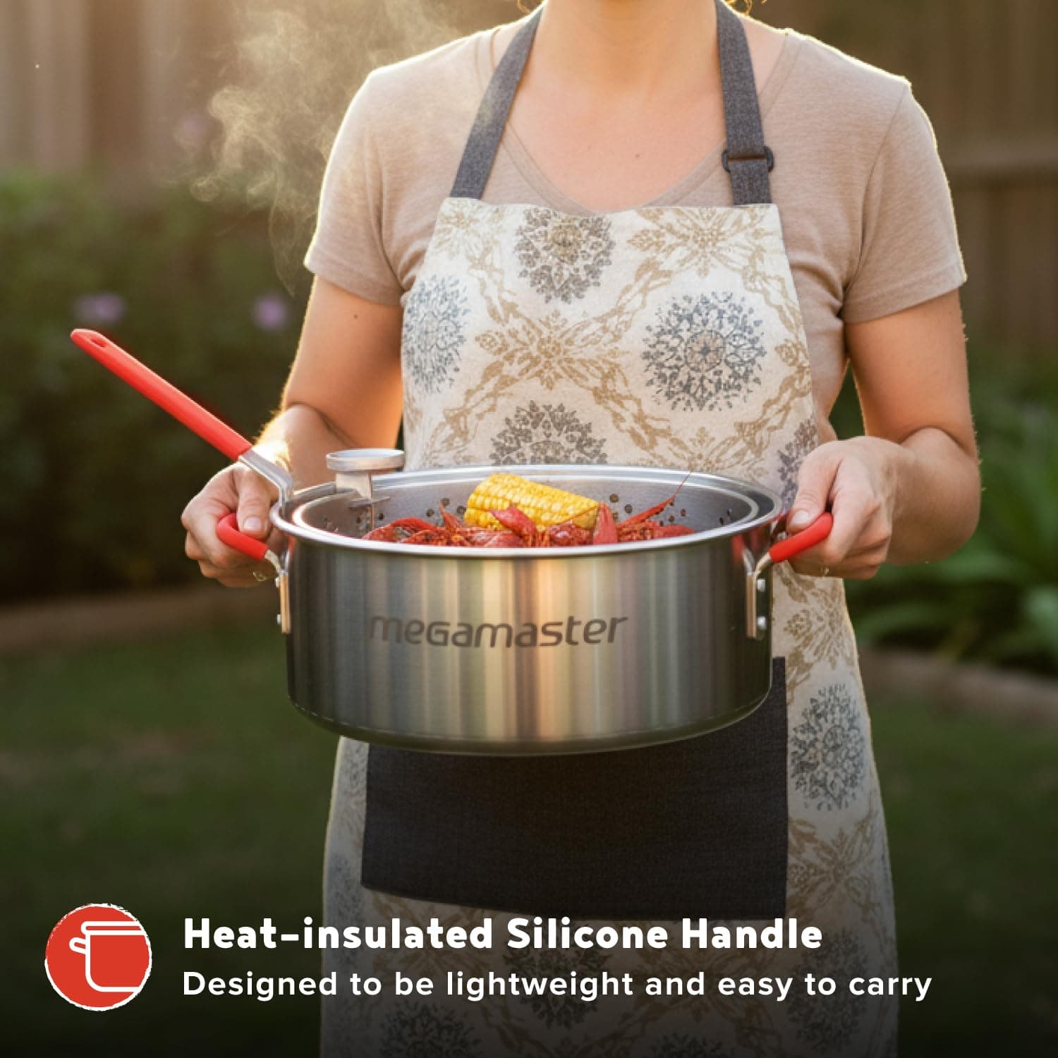 Megamaster 10.5QT Aluminum Fish Fryer Pot Kit, Outdoor 50,000 BTU Propane Deep F - Thumbnail 6