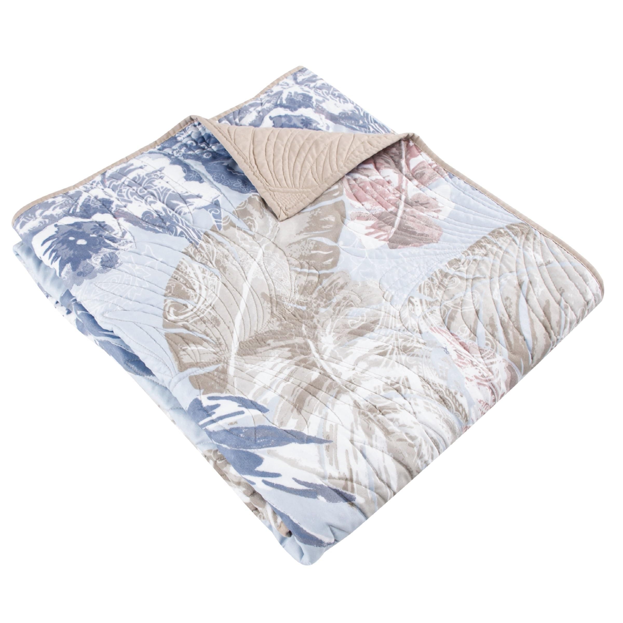 Greenland Home Tropics Palm Leaves Quilted Coastal Throw Blanket, 50x60-inch, Mi - Thumbnail 5