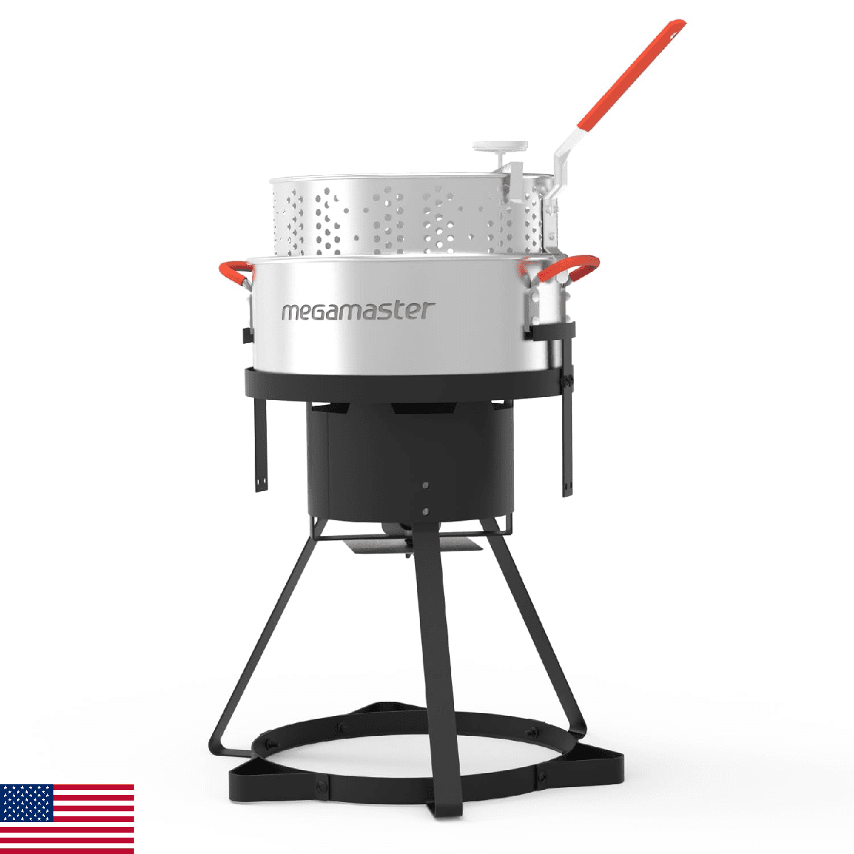 Megamaster 10.5QT Aluminum Fish Fryer Pot Kit, Outdoor 50,000 BTU Propane Deep F - Image 1
