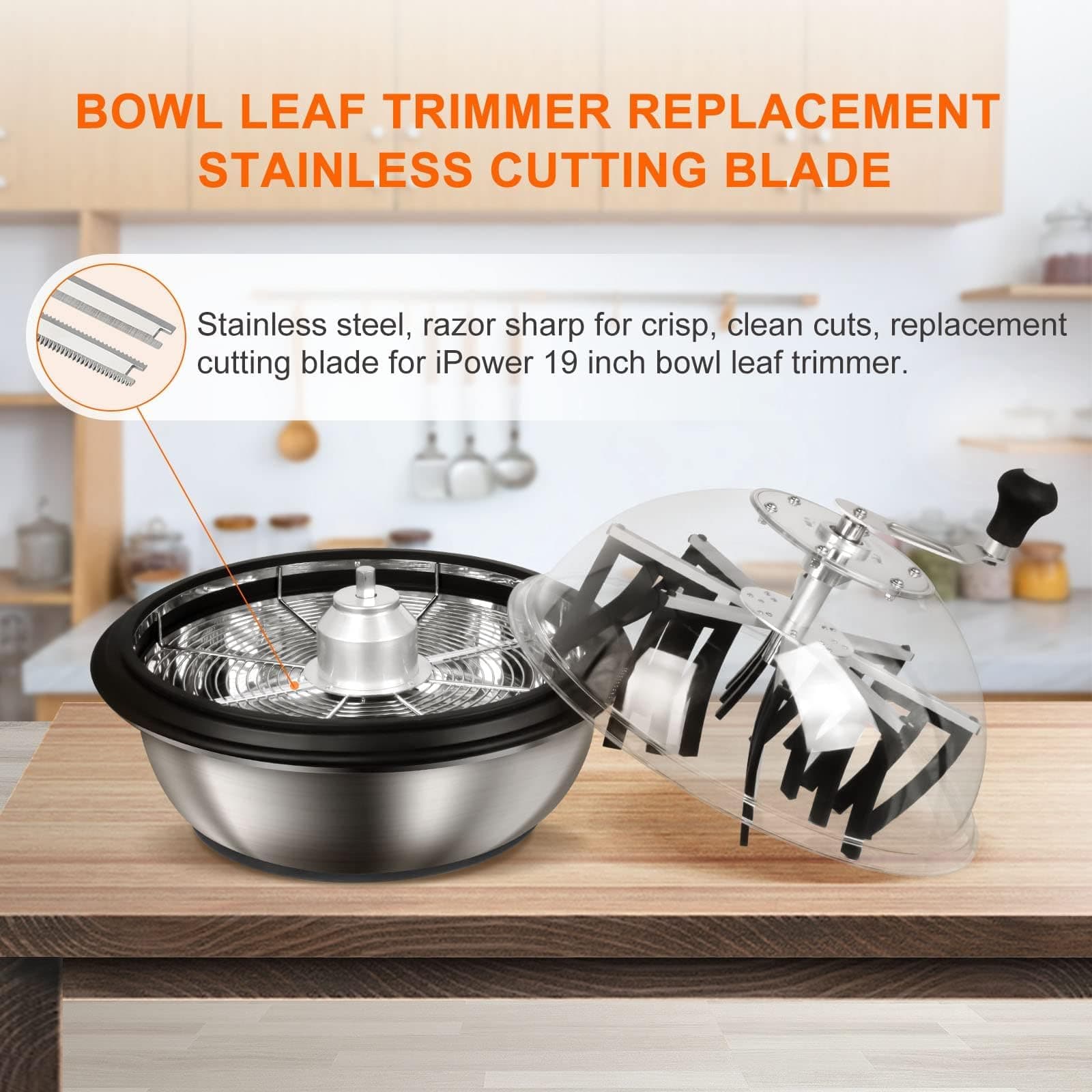 iPower 4-Pack 19 inch Bud Bowl Leaf Trimmer Blades Replacement, Stainless Steel - Thumbnail 6