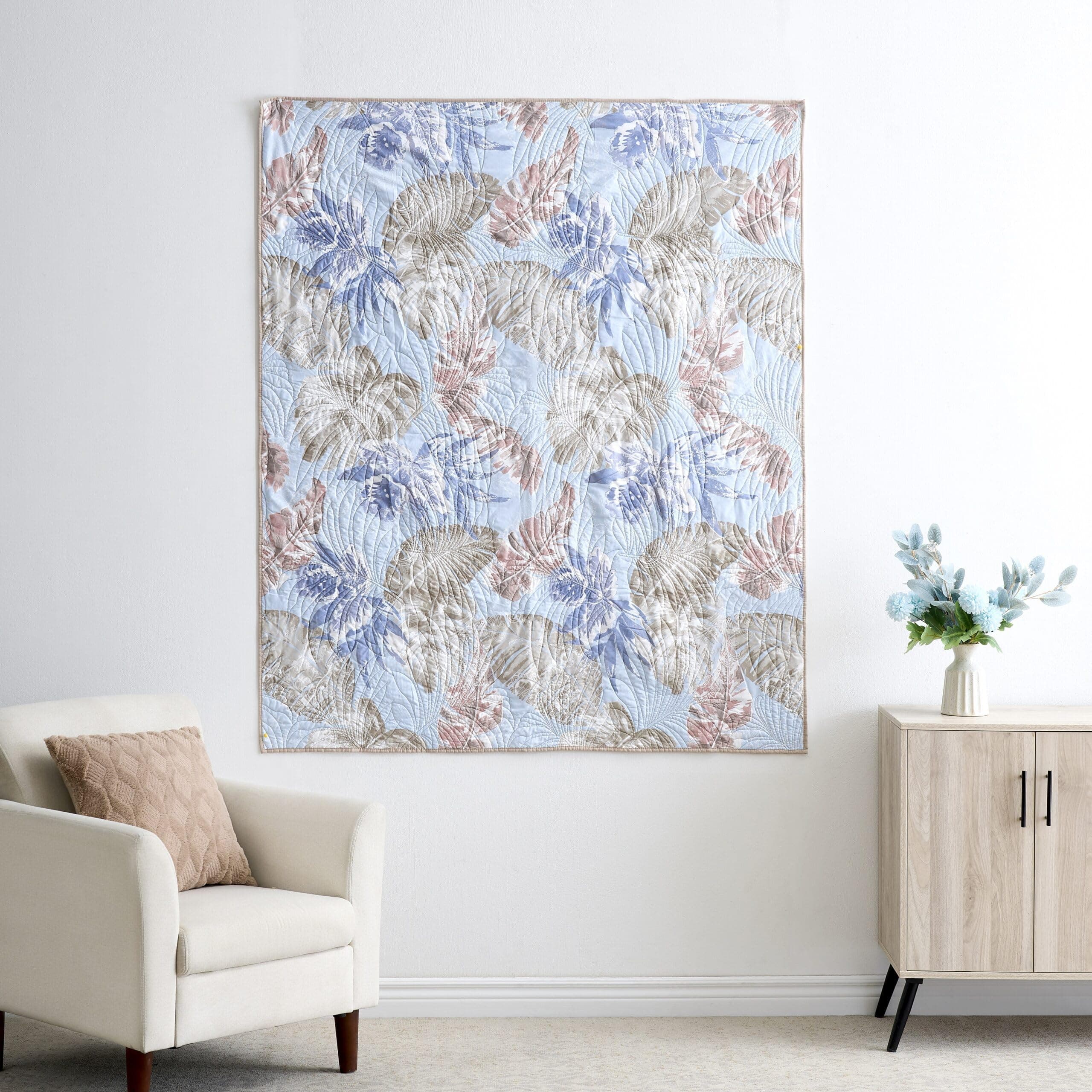 Greenland Home Tropics Palm Leaves Quilted Coastal Throw Blanket, 50x60-inch, Mi - Thumbnail 4