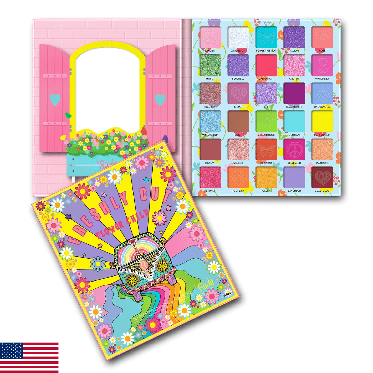 Flower Child 30 Pressed Pigment and Shadows - Freshly Cut by Rude Cosmetics for - Image 1