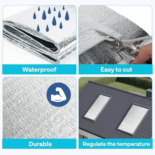 Art3d 3MM Reflective Insulation Roll 48IN x 10FT Double Sided Aluminum Foam Core - Thumbnail 2