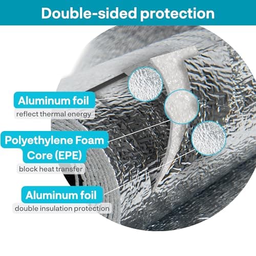 Art3d 3MM Reflective Insulation Roll 48IN x 10FT Double Sided Aluminum Foam Core - Thumbnail 3