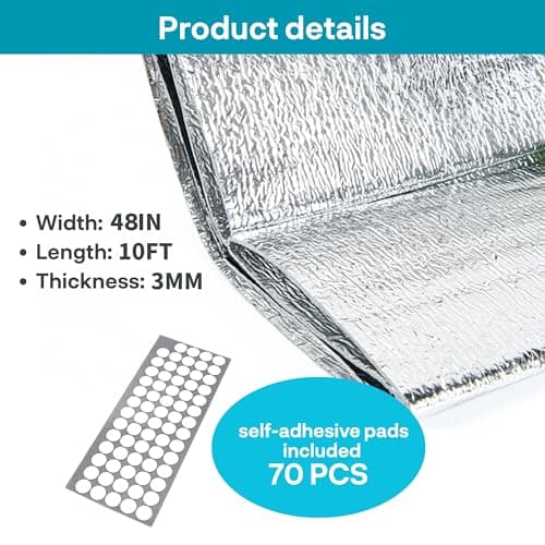 Art3d 3MM Reflective Insulation Roll 48IN x 10FT Double Sided Aluminum Foam Core - Thumbnail 4