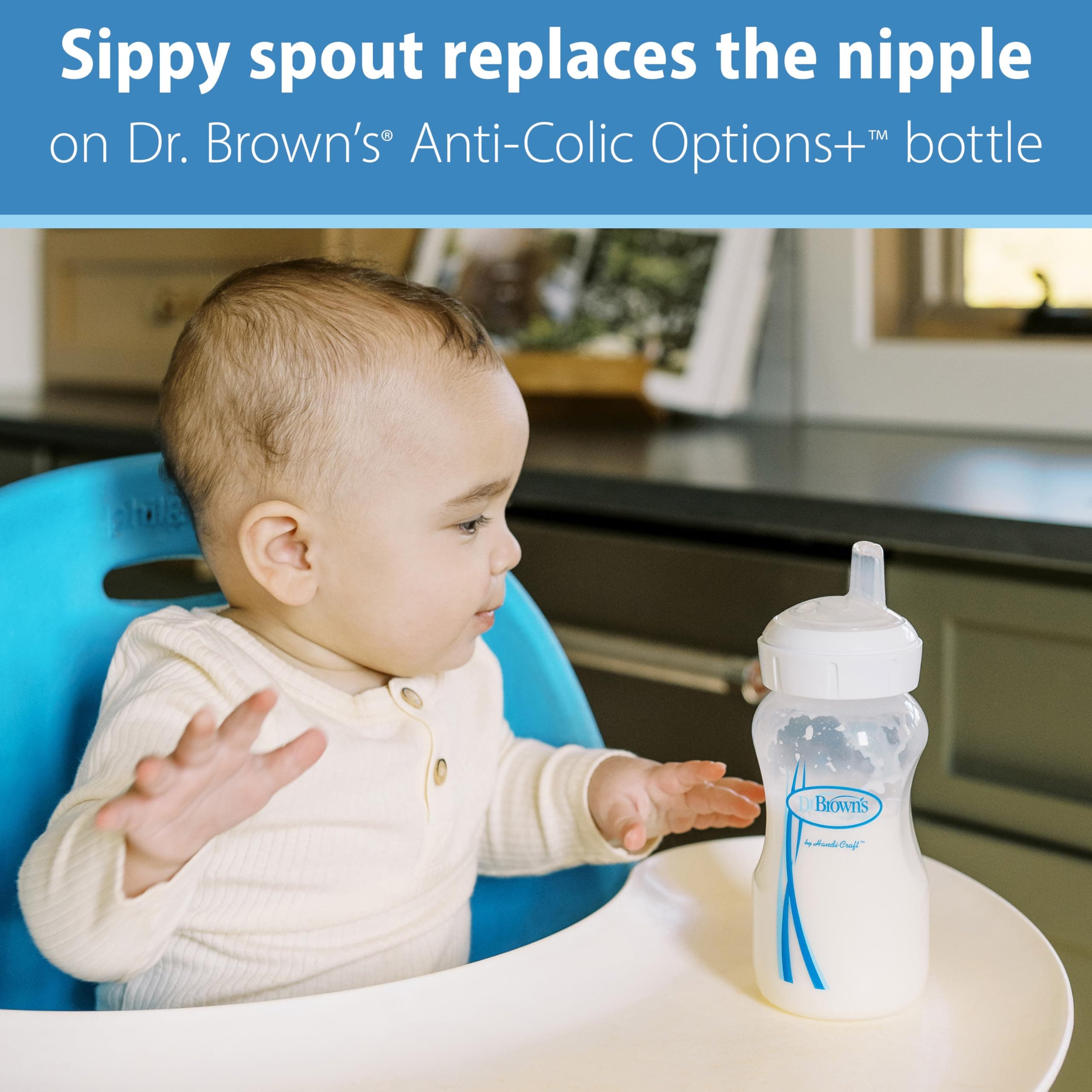 Dr. Brown's Milestones Wide-Neck Sippy Bottle with 100% Silicone Handles, Easy-G - Thumbnail 7