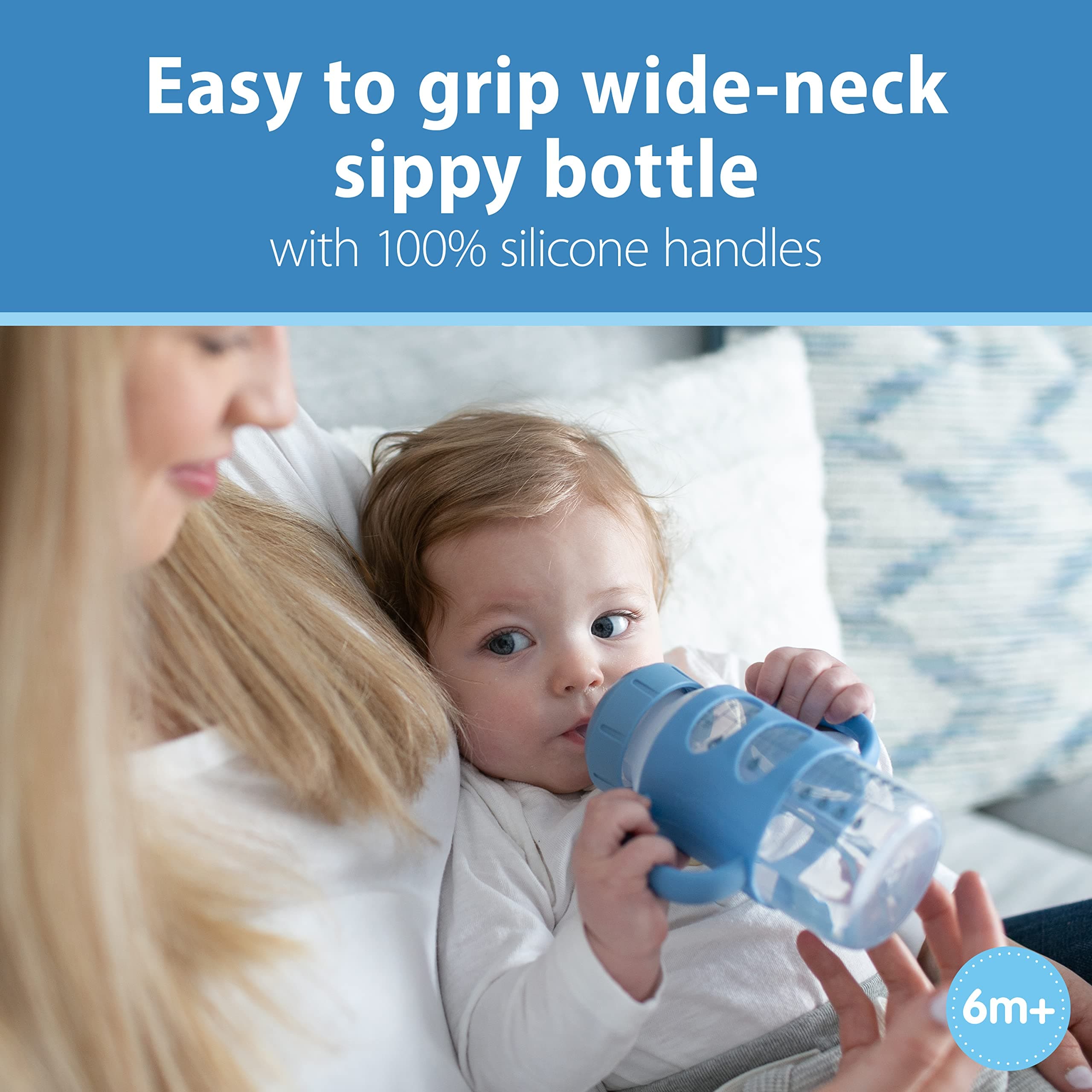 Dr. Brown's Milestones Wide-Neck Sippy Bottle with 100% Silicone Handles, Easy-G - Thumbnail 3