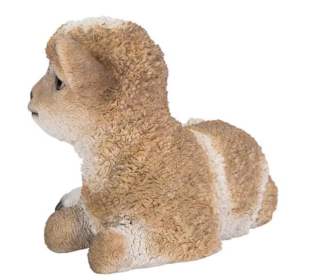 Hi-Line Gift Ltd. Small Brown & White Baby Lamb Lying Down - Thumbnail 3