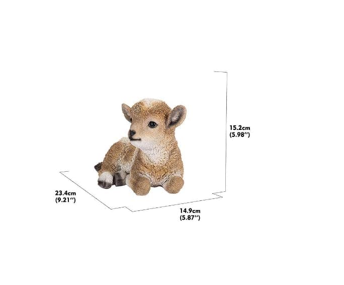 Hi-Line Gift Ltd. Small Brown & White Baby Lamb Lying Down - Thumbnail 6