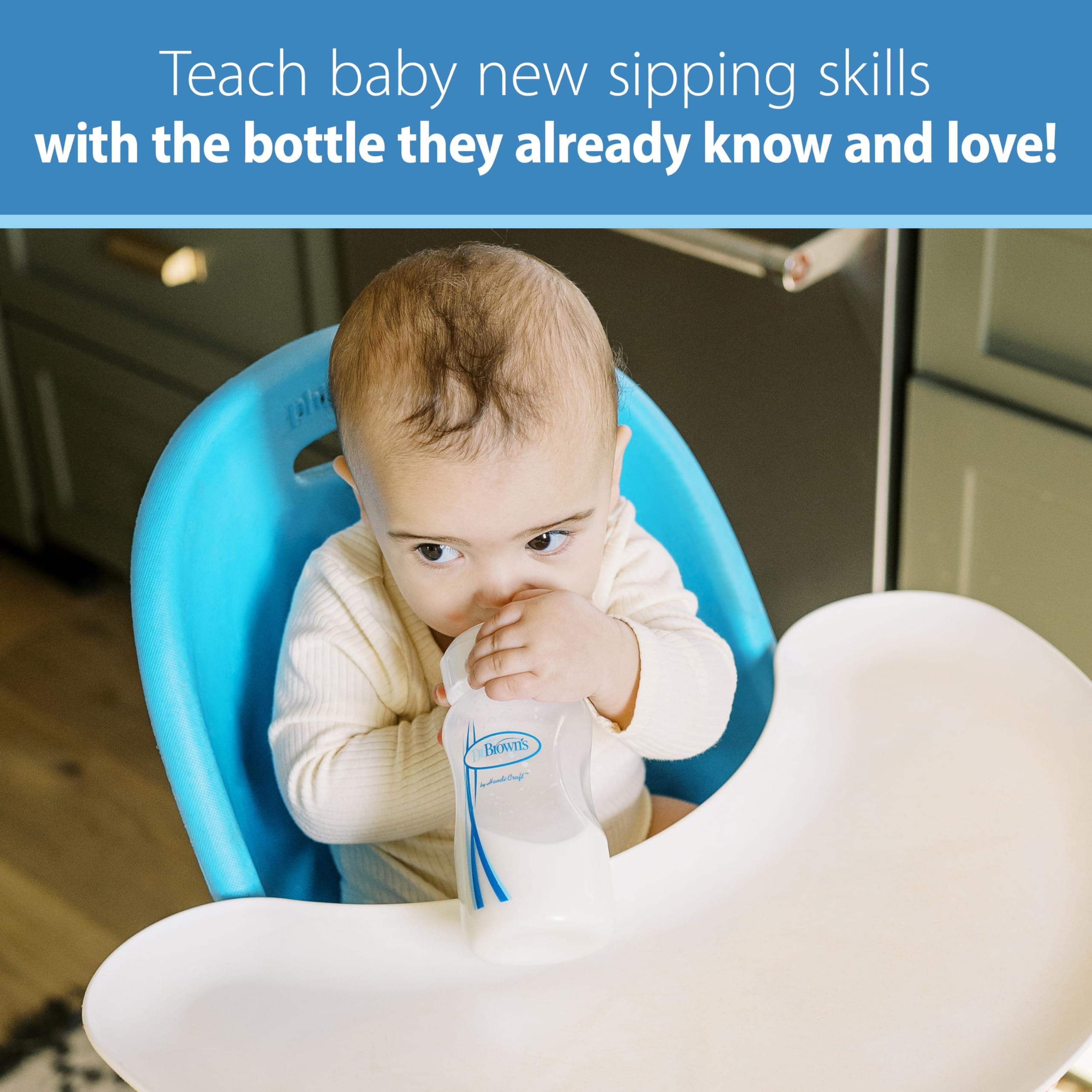 Dr. Brown's Milestones Wide-Neck Sippy Bottle with 100% Silicone Handles, Easy-G - Thumbnail 6