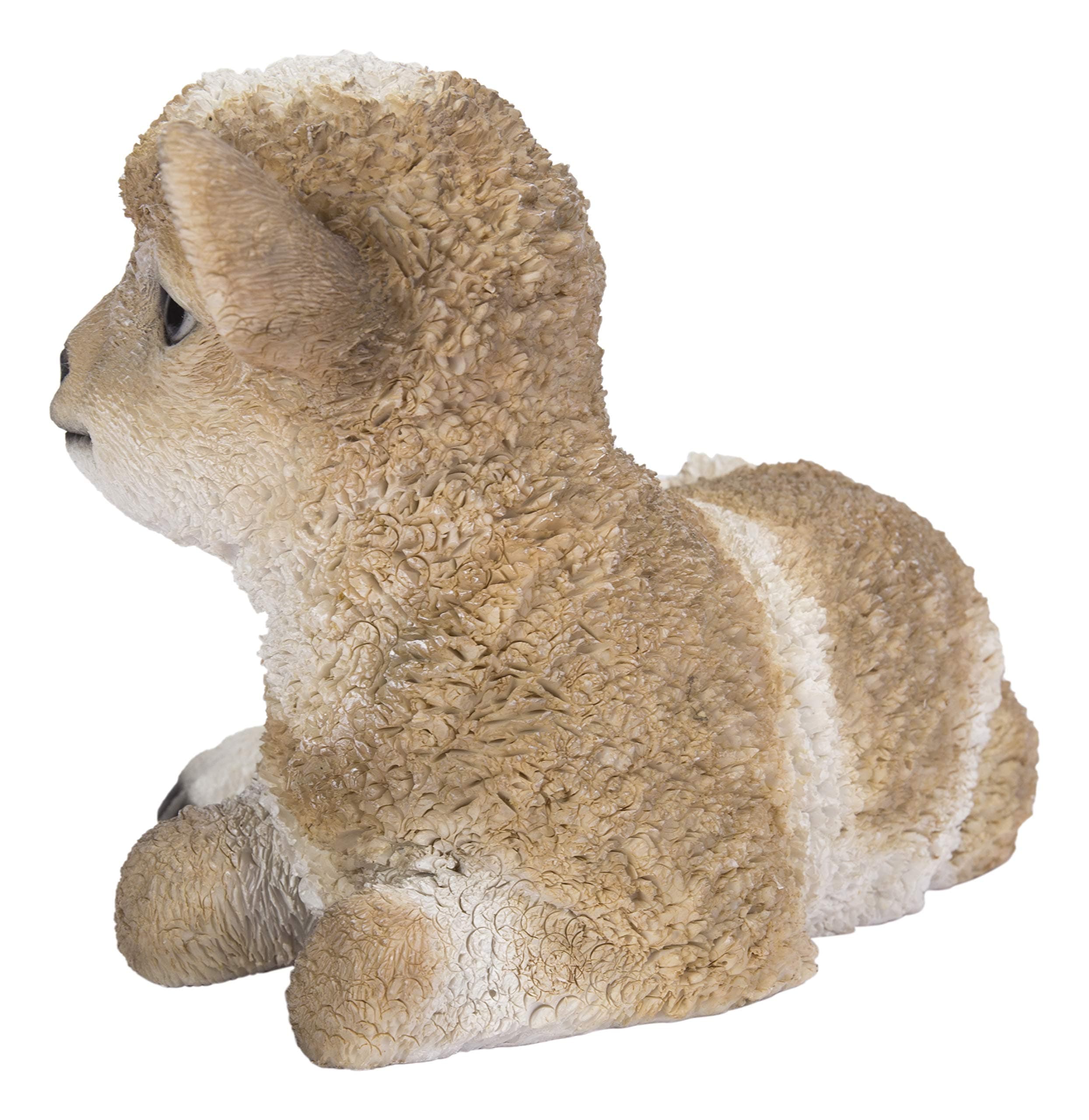 Hi-Line Gift Ltd. Small Brown & White Baby Lamb Lying Down - Thumbnail 4