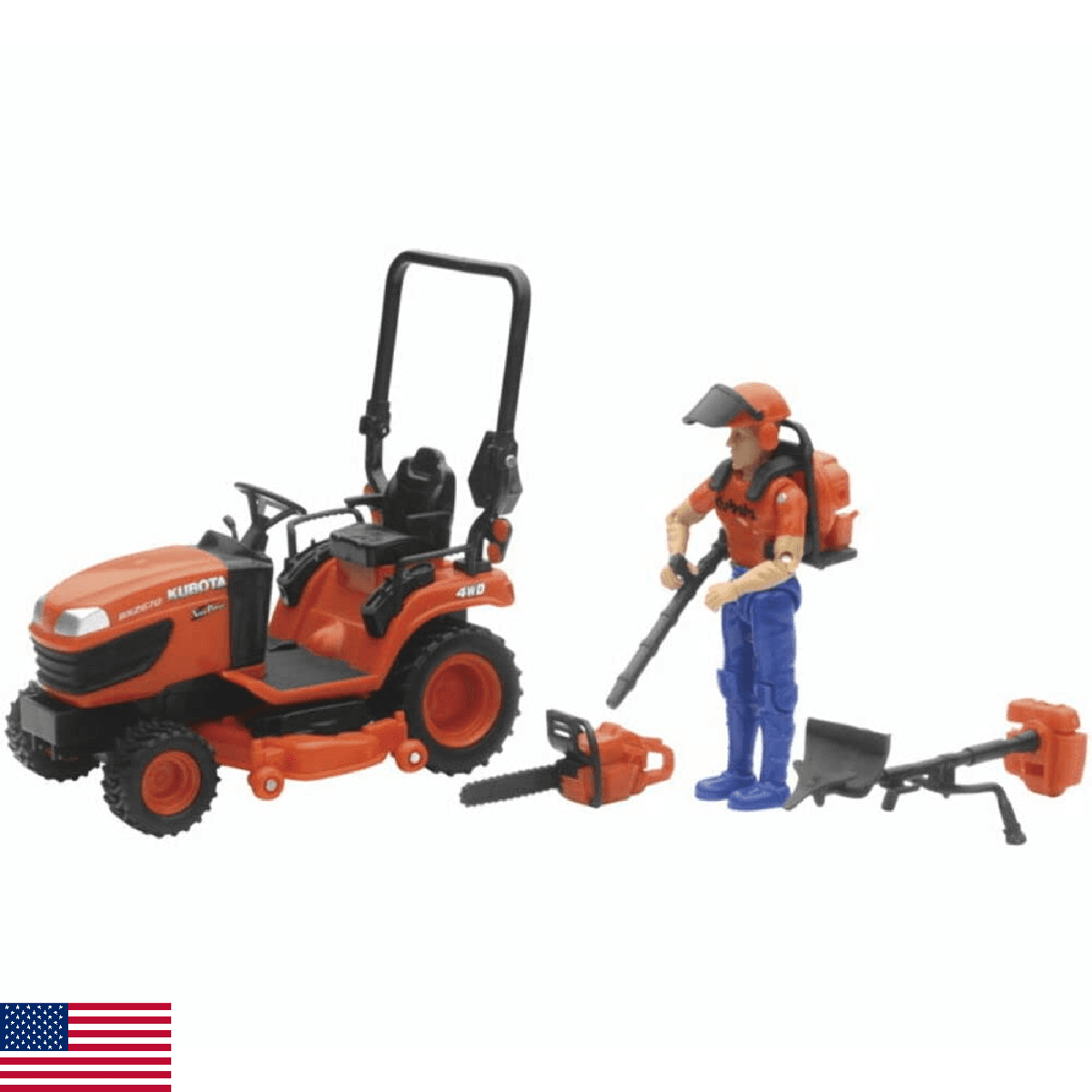 1/18 Kubota BX2670 Lawn Tractor with Figure & Accessories by New Ray SS-33453 - Image 1