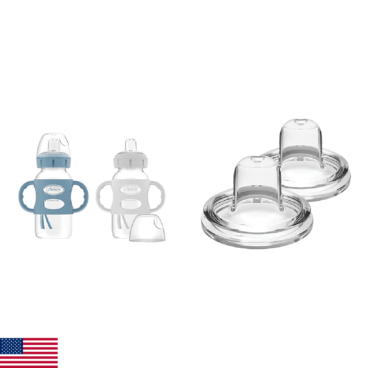 Dr. Brown's Milestones Wide-Neck Sippy Bottle with 100% Silicone Handles, Easy-G - Image 1