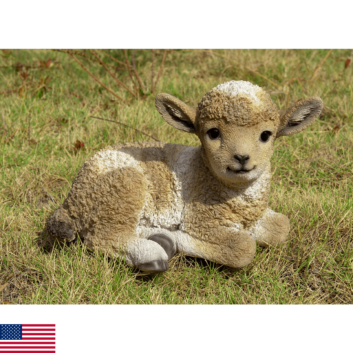 Hi-Line Gift Ltd. Small Brown & White Baby Lamb Lying Down - Image 1