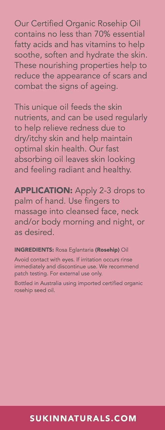 Sukin Certified Organic Rosehip Oil, 0.85 fl oz - Thumbnail 7