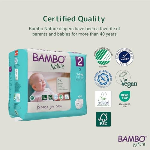 Bambo Nature Hypoallergenic Baby Diapers, Eco-Labeled Diapers, Enhanced Leakage - Thumbnail 2