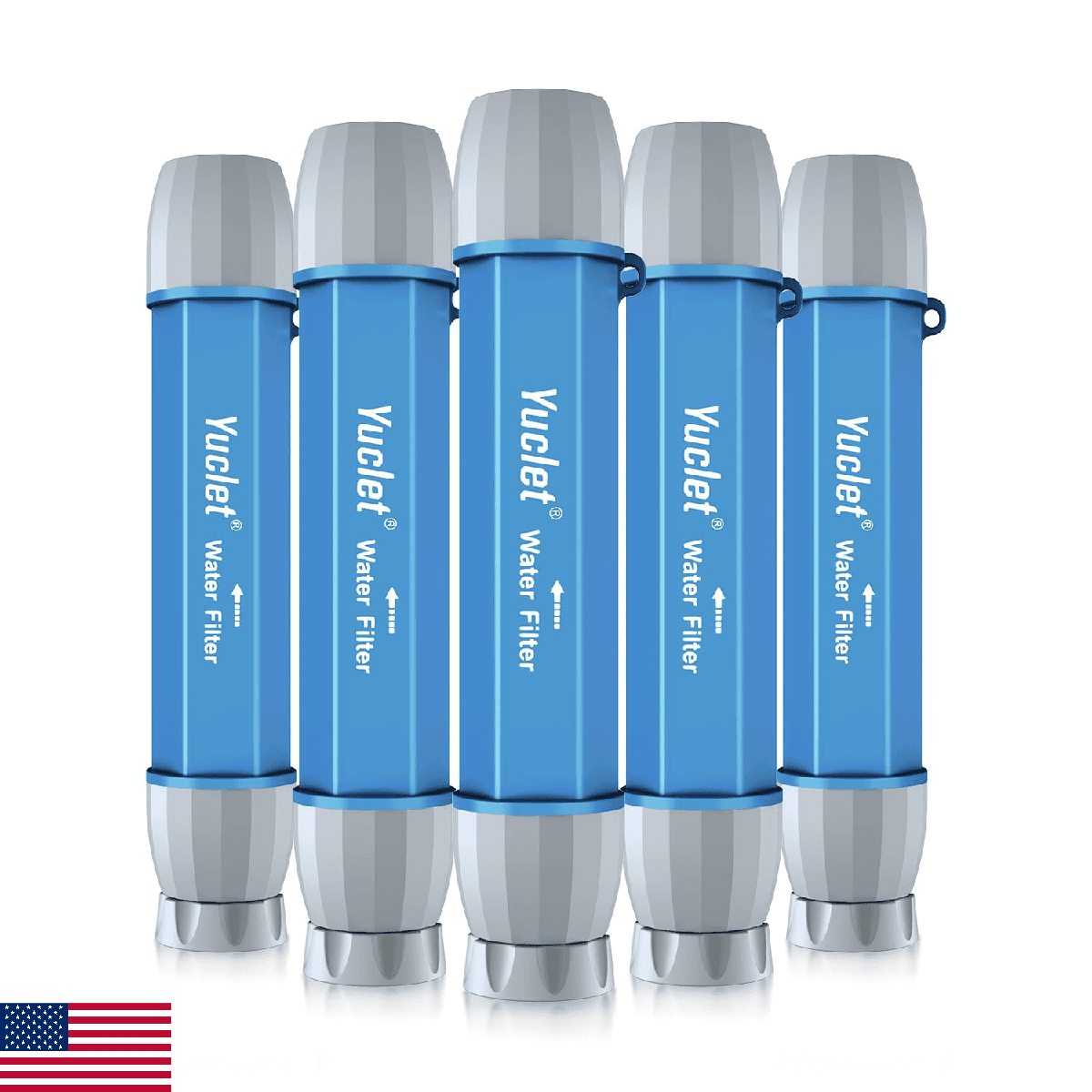 Yuclet 5 Pack Personal Water Filter Straw for Drinking Survival, 0.1-Micron Port - Image 1