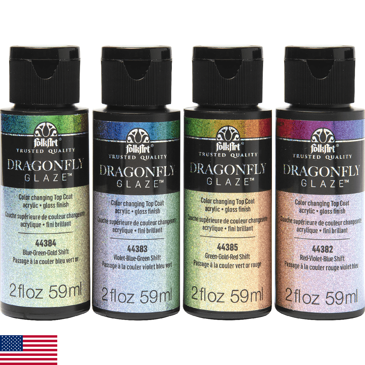 FolkArt Dragonfly Glaze Acrylic Paint, 2 Fl Oz (Pack of 4) - Image 1