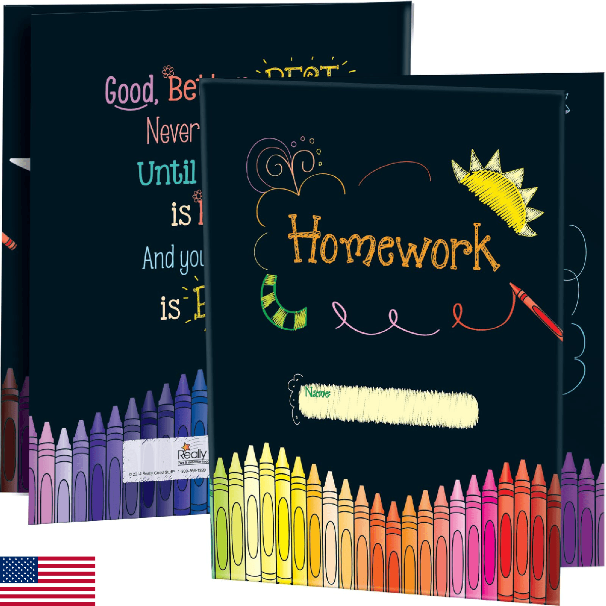 Really Good Stuff Homework Tri-Fold 3-Pocket Folders - 12 folders - Image 1